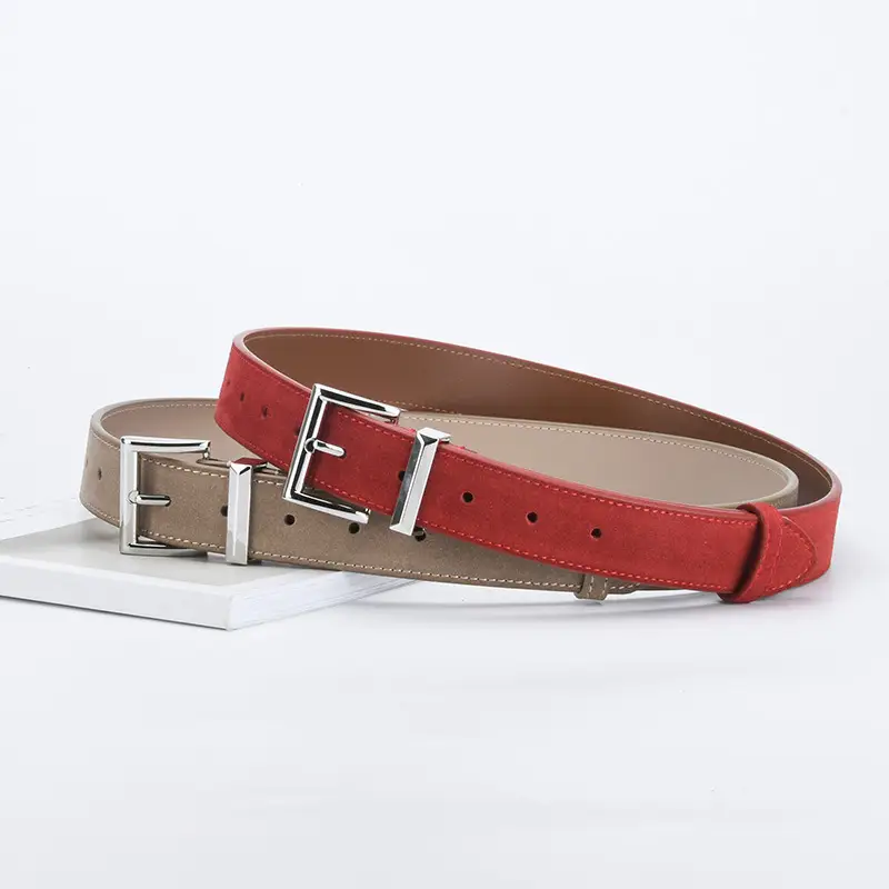 Women's Frosted Leather Belt Croc Brown