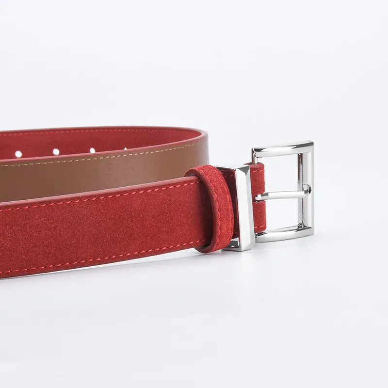 Women's Frosted Leather Belt Croc Brown