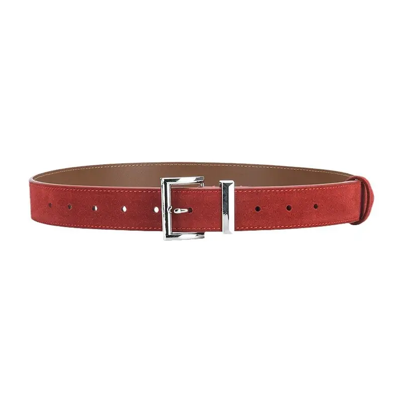 Women's Frosted Leather Belt Croc Brown