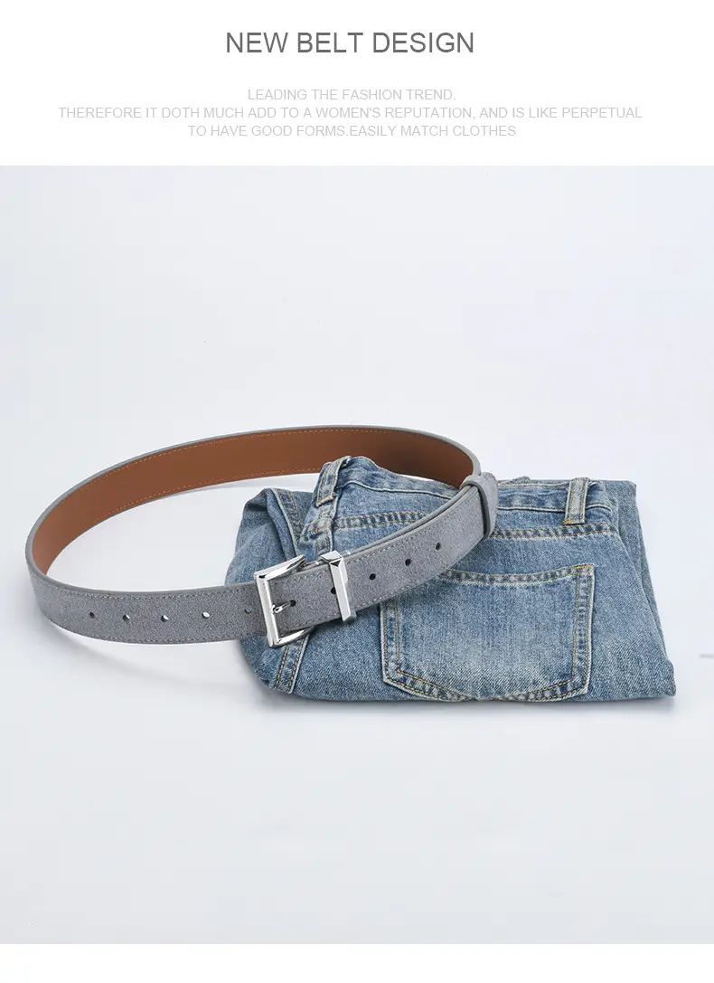 Women's Frosted Leather Belt Croc Brown — feature 11