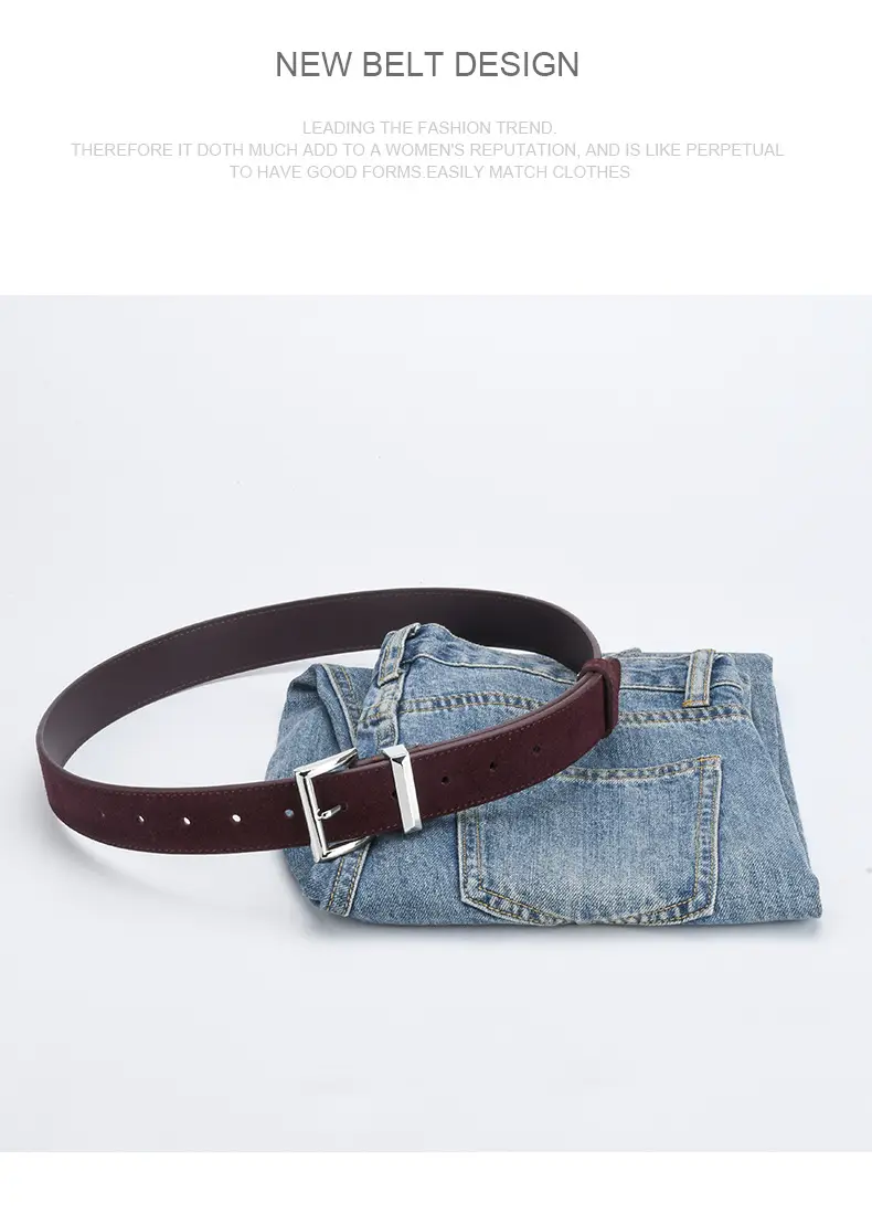 Women's Frosted Leather Belt Croc Brown — feature 12