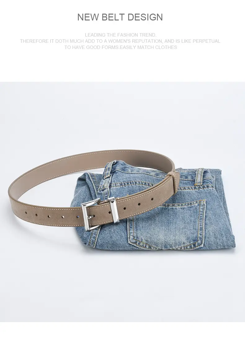 Women's Frosted Leather Belt Croc Brown — feature 14