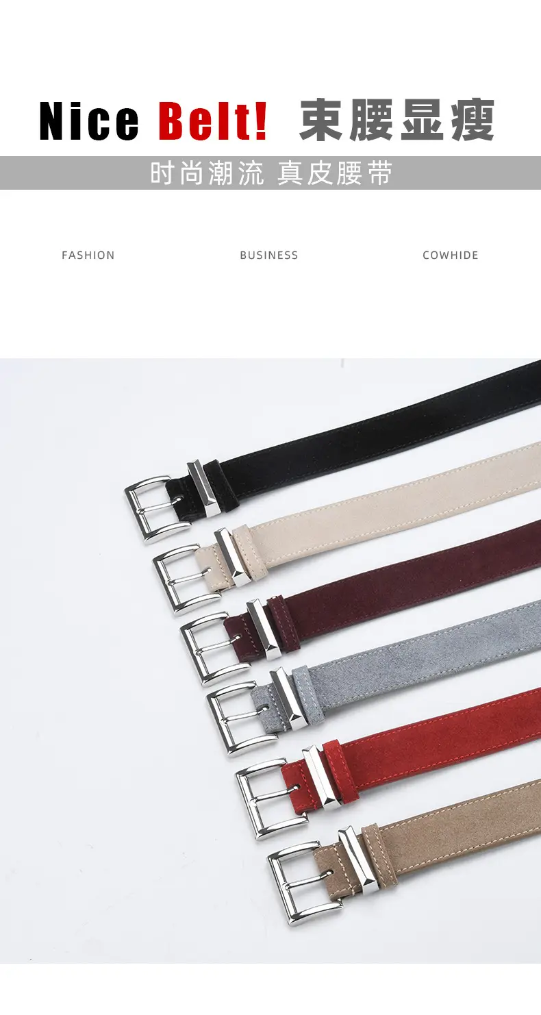 Women's Frosted Leather Belt Croc Brown — feature 3