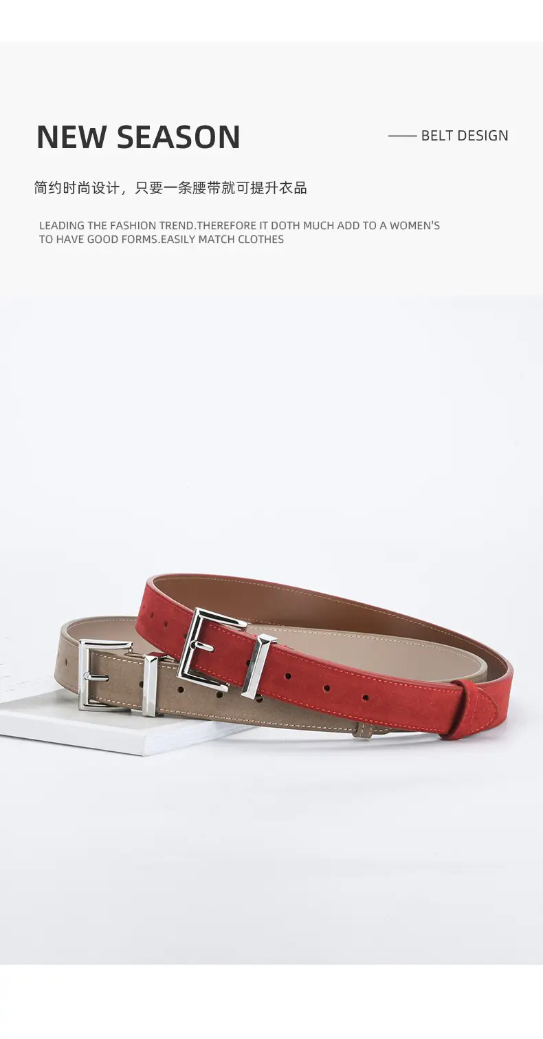 Women's Frosted Leather Belt Croc Brown — feature 4