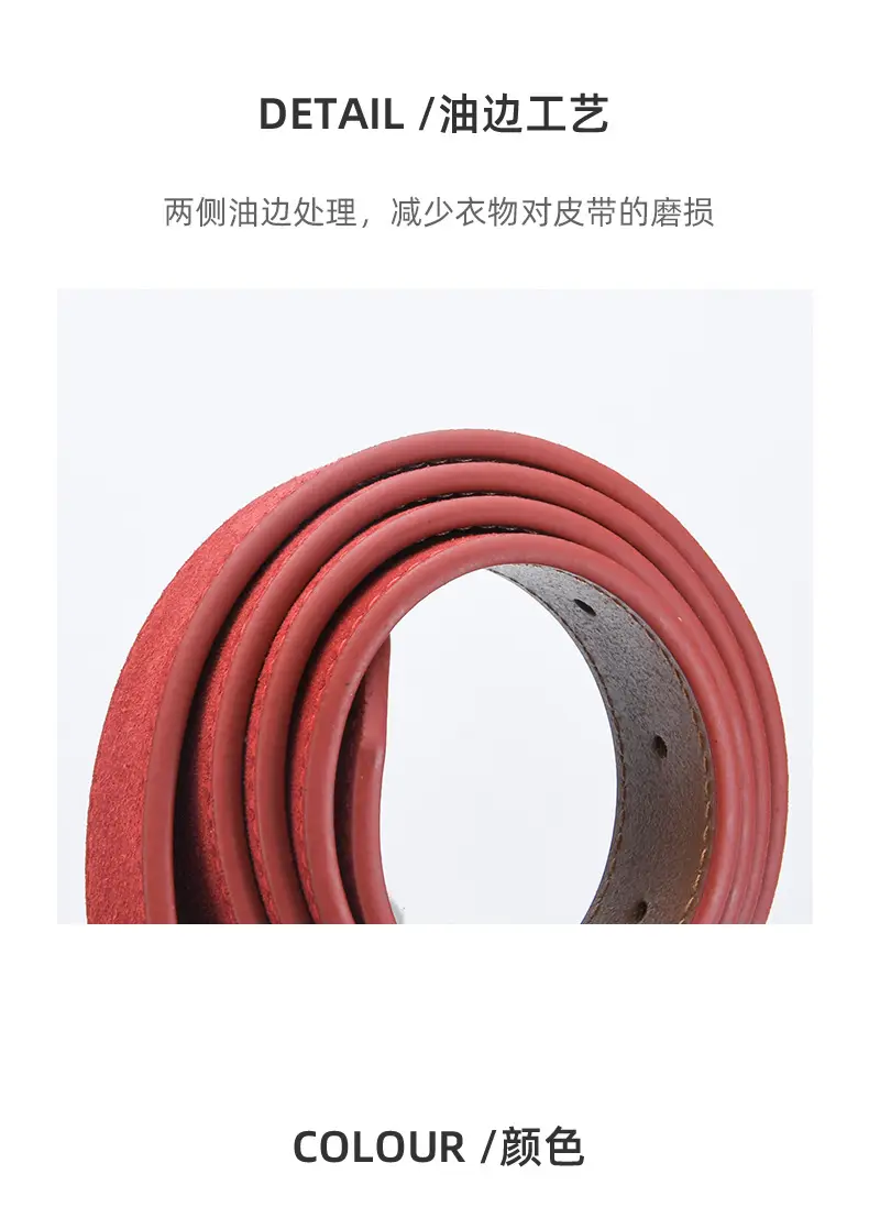 Women's Frosted Leather Belt Croc Brown — feature 7