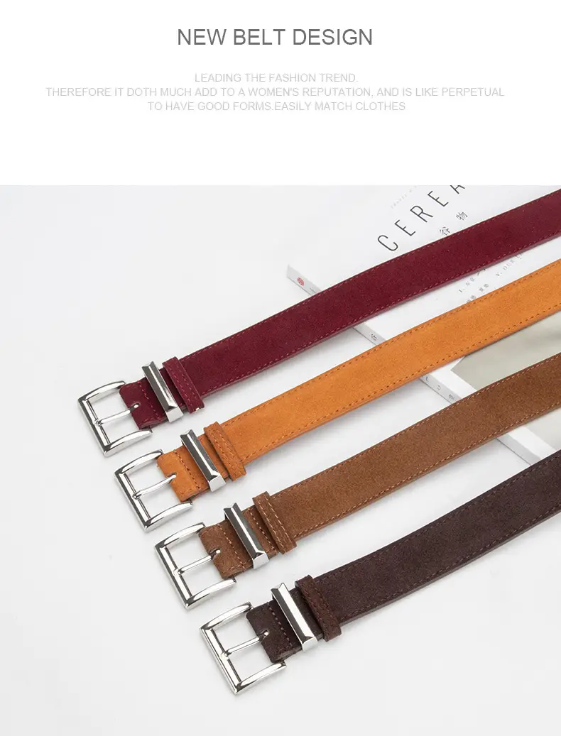 Women's Frosted Leather Belt Croc Brown — feature 9