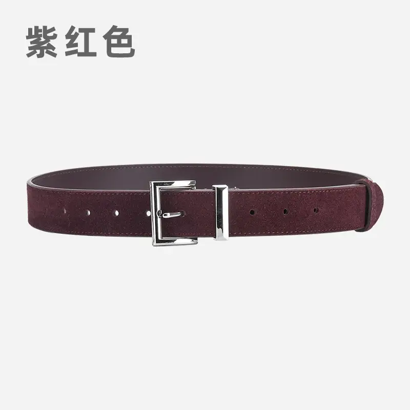 Women's Frosted Leather Belt Croc Brown