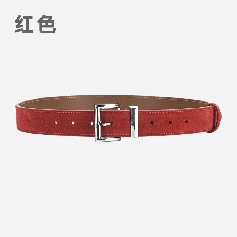 Women's Frosted Leather Belt Croc Brown