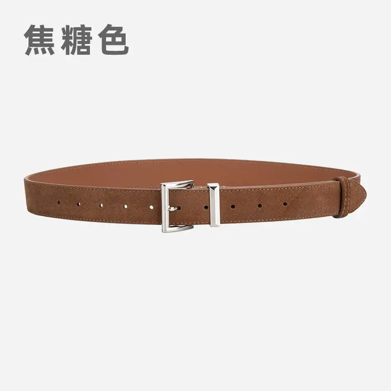 Women's Frosted Leather Belt Croc Brown