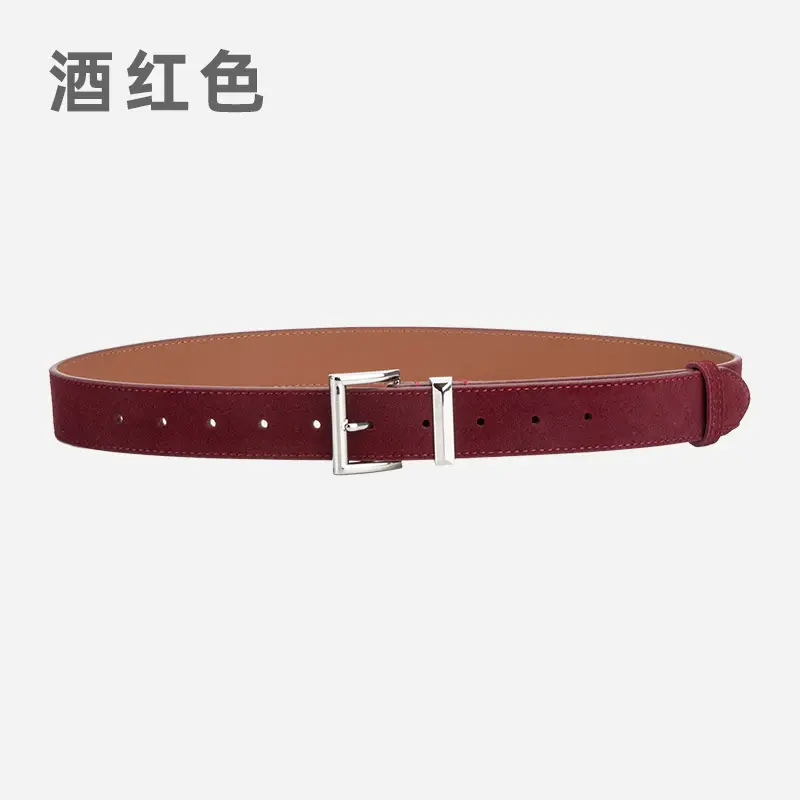 Women's Frosted Leather Belt Croc Brown