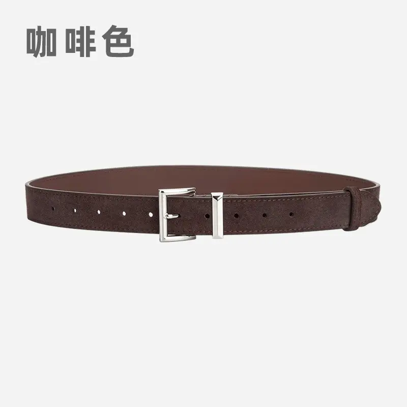 Women's Frosted Leather Belt Croc Brown