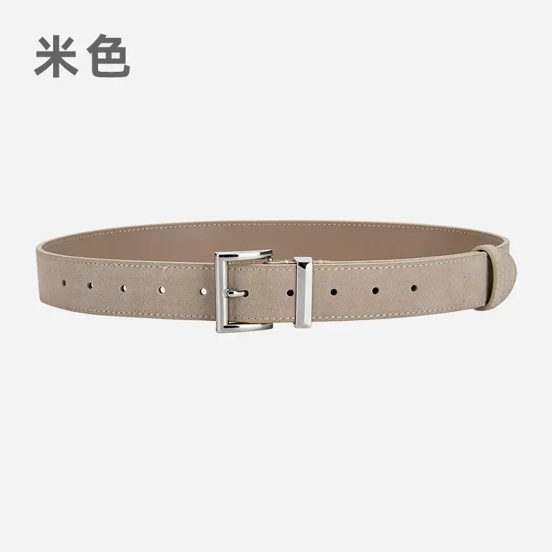 Women's Frosted Leather Belt Croc Brown