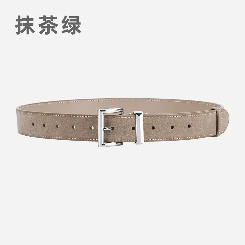 Women's Frosted Leather Belt Croc Brown