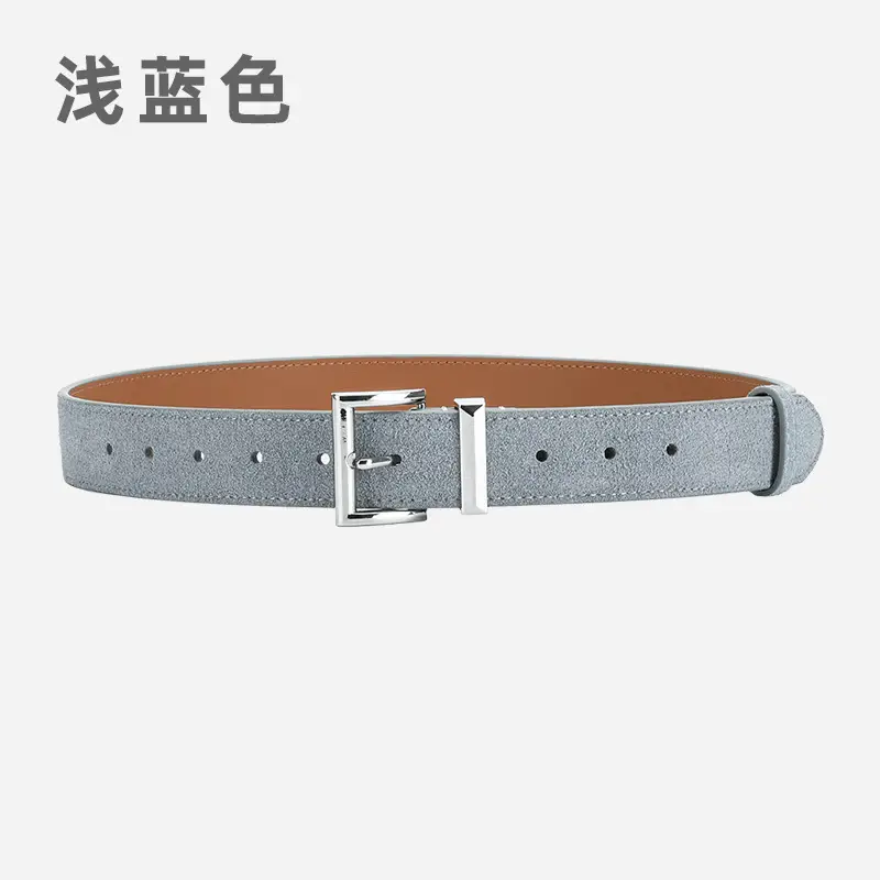 Women's Frosted Leather Belt Croc Brown