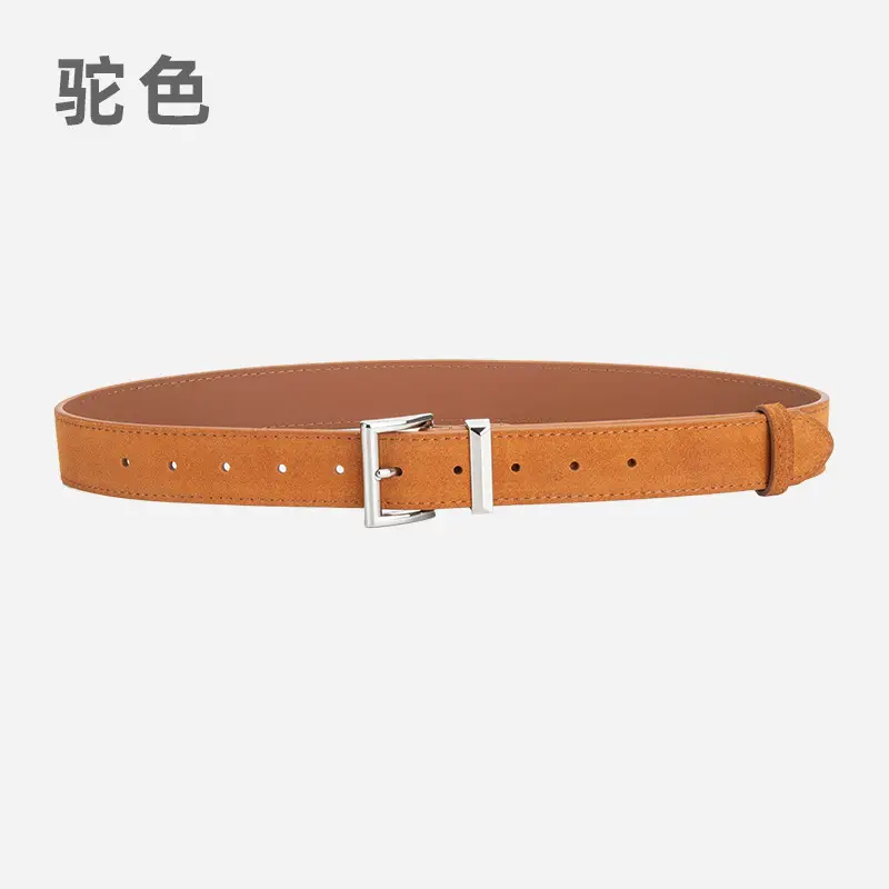 Women's Frosted Leather Belt Croc Brown