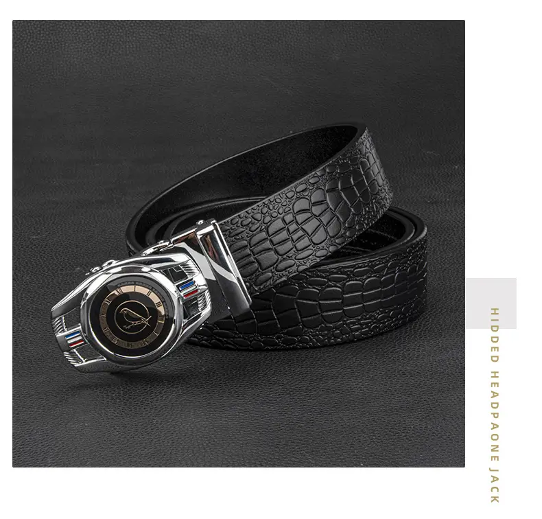 New Men's Automatic Buckle Leather Belt Brown Croc — feature 14