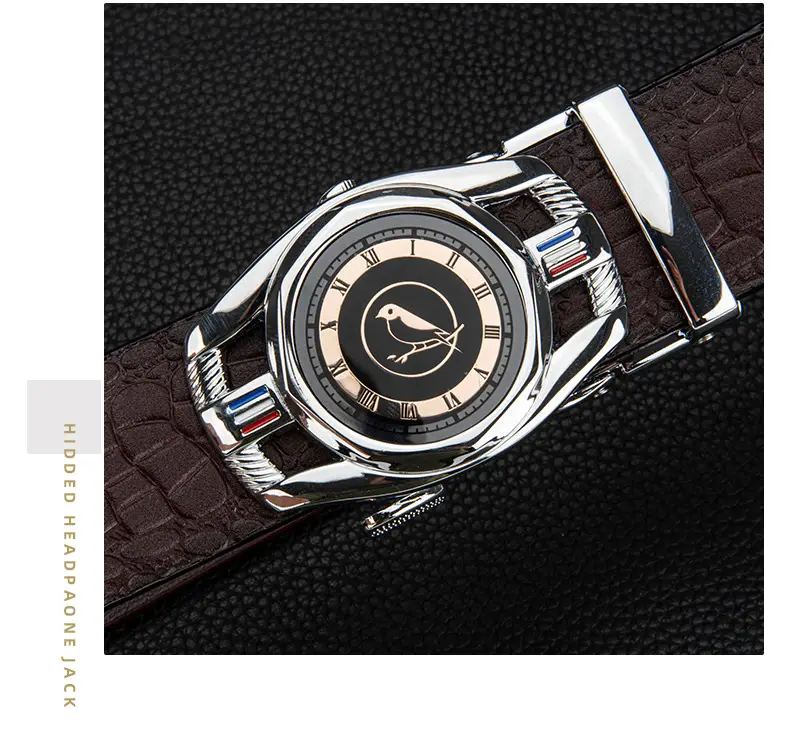 New Men's Automatic Buckle Leather Belt Brown Croc — feature 15