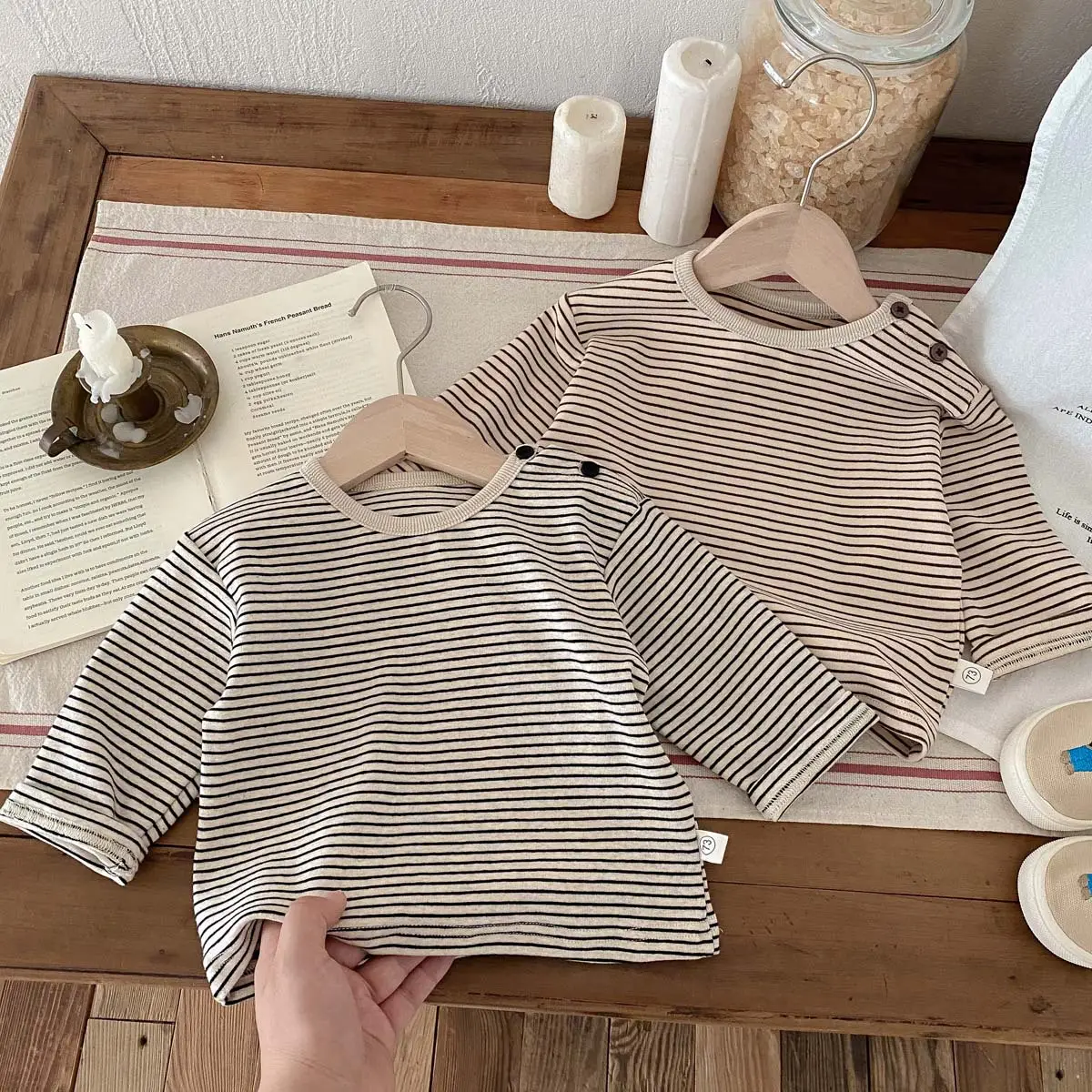 Korean Striped Long Sleeve Tops for Boys Girls - Image 3