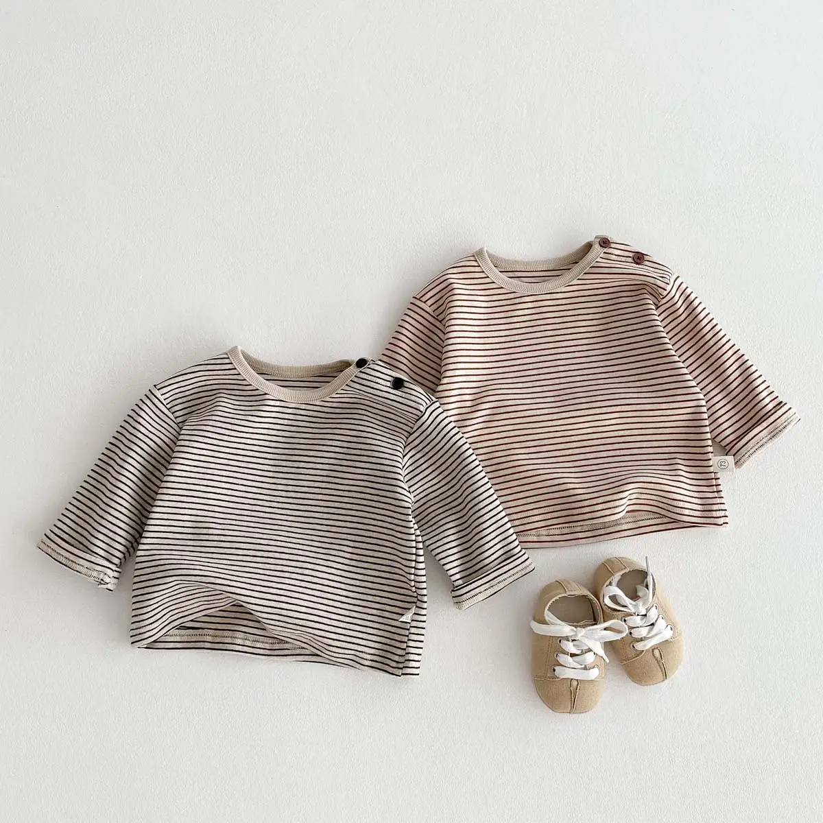 Korean Striped Long Sleeve Tops for Boys Girls - Image 4