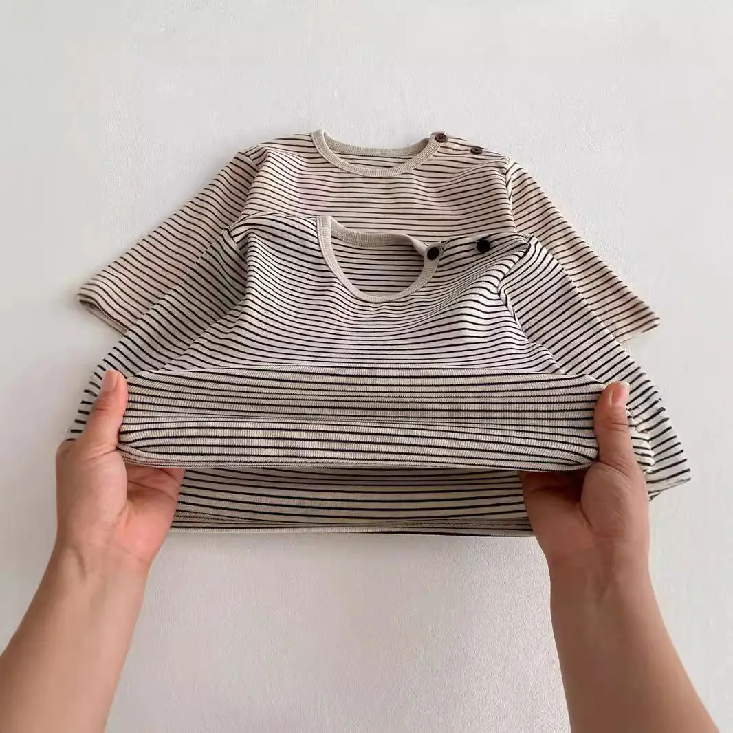 Korean Striped Long Sleeve Tops for Boys Girls - Image 5