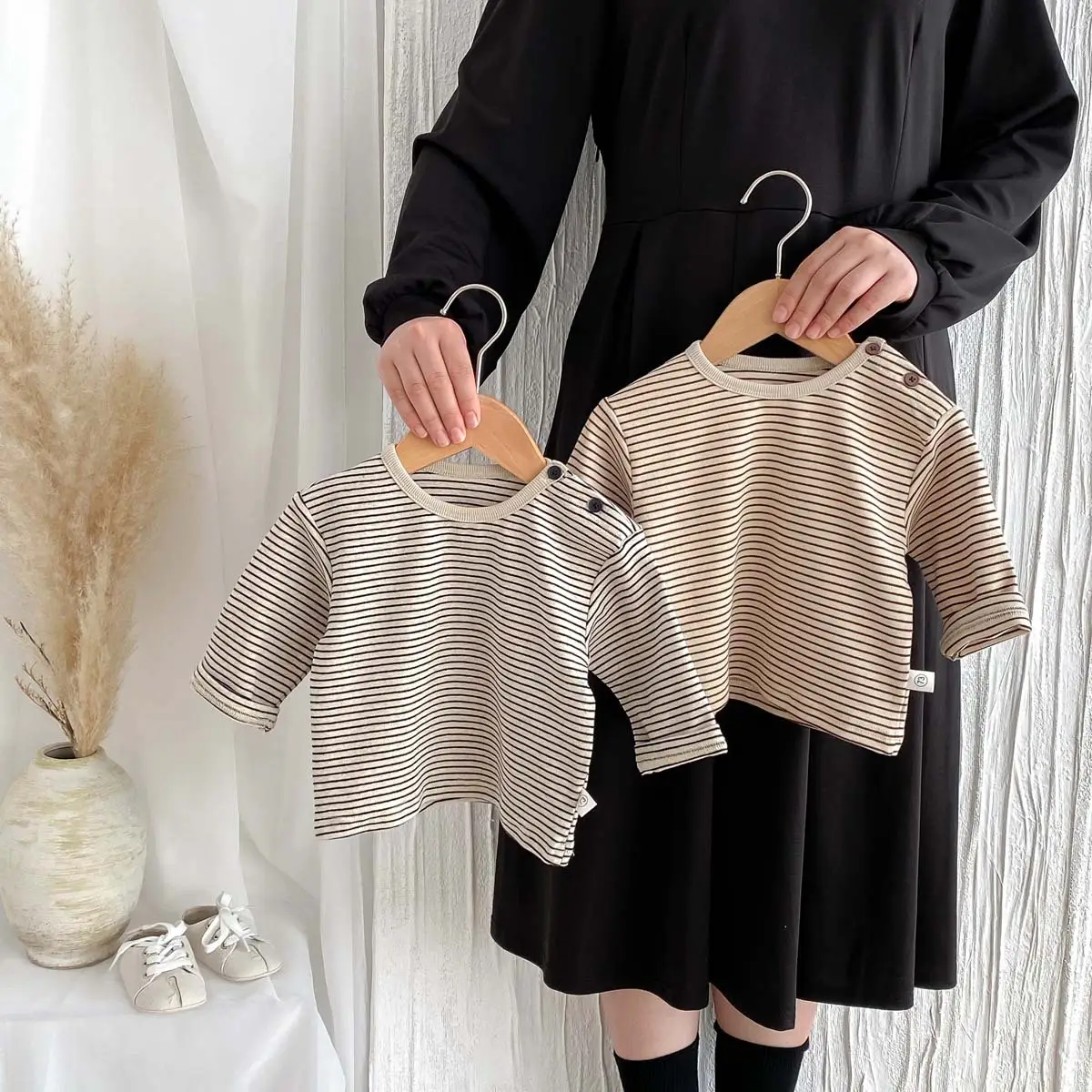 Korean Striped Long Sleeve Tops for Boys Girls — feature 3