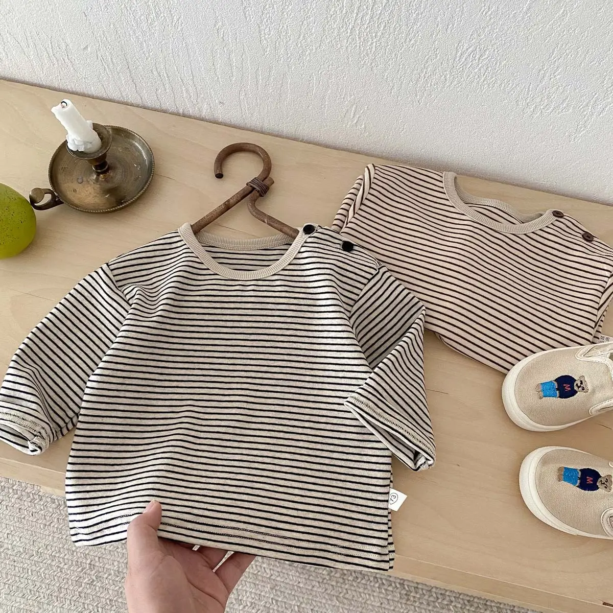 Korean Striped Long Sleeve Tops for Boys Girls — feature 8