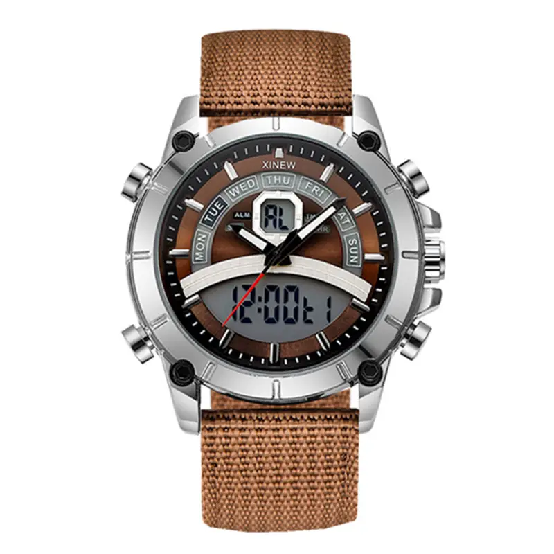 Men Digital Display Sports Watch Brown Band 2024 - Image 2