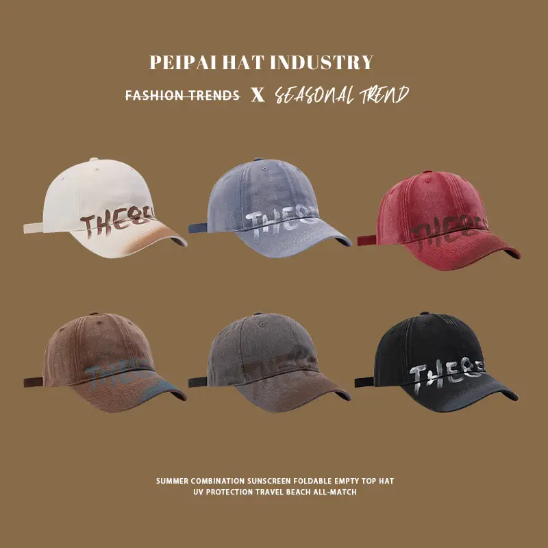Peppy Hat Men Retro Washed Wide Brim Cap - Image 7