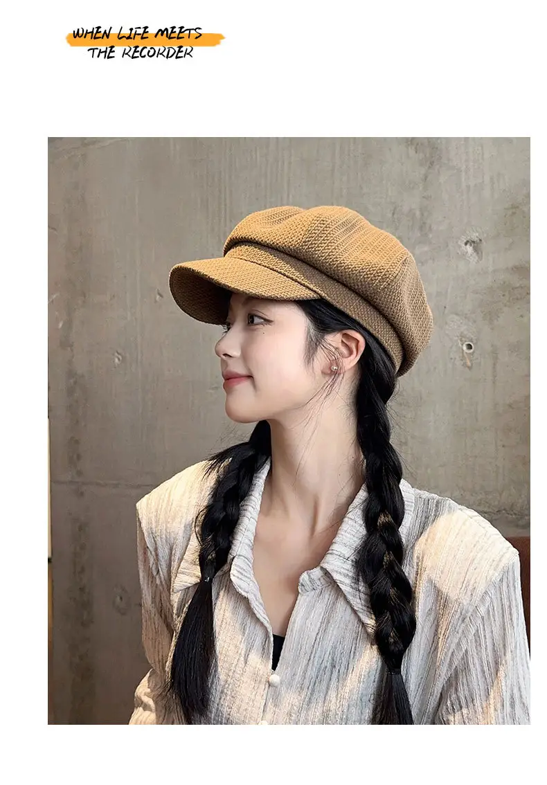Women's British Octagonal Cap Beige Duck Tissue 2024 — feature 17