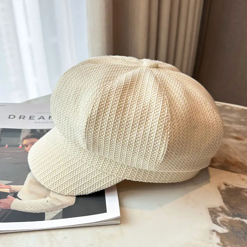 Women's British Octagonal Cap Beige Duck Tissue 2024 - Image 2
