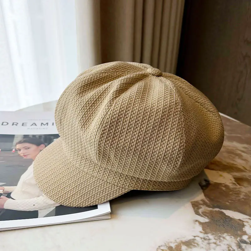 Women's British Octagonal Cap Beige Duck Tissue 2024 - Image 3
