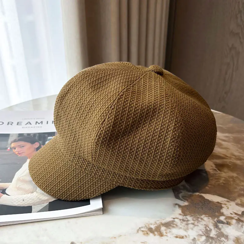 Women's British Octagonal Cap Beige Duck Tissue 2024 - Image 4