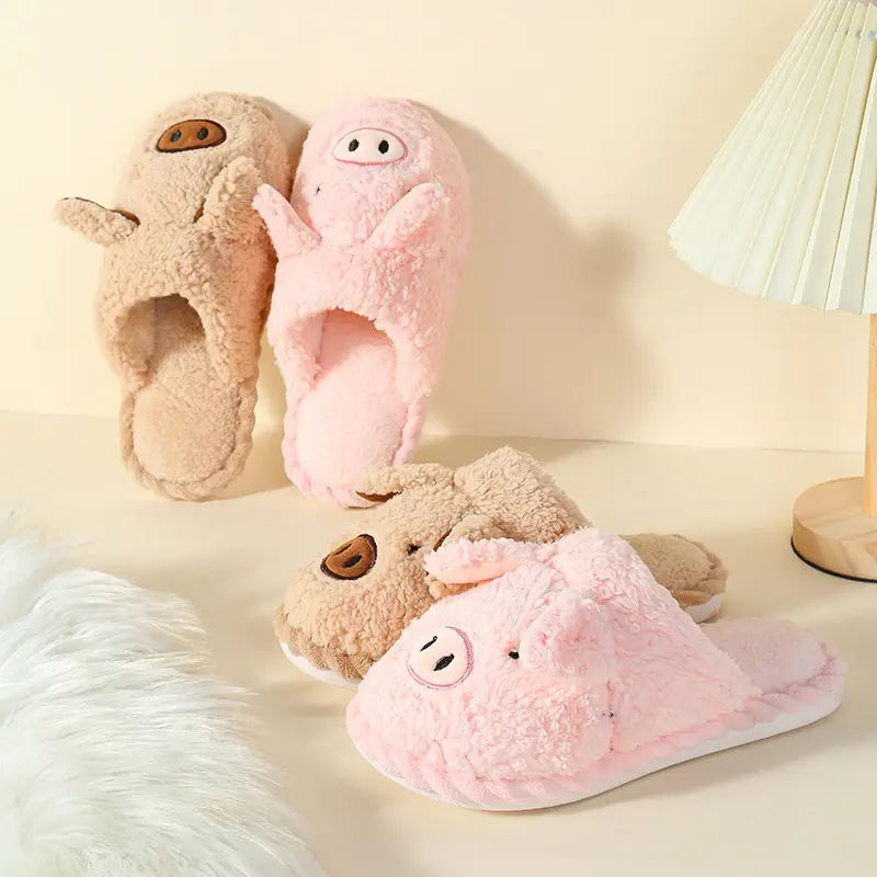 Autumn and Winter New Baotou Plush Cotton Slippers Indoor Home Warm Non-Slip Thick Sole Soft and Comfortable Couple Style Cotton Slippers