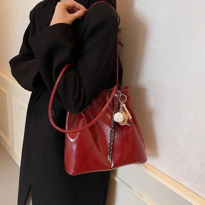 Maroon Korean Style Shoulder Bag for Women 2024