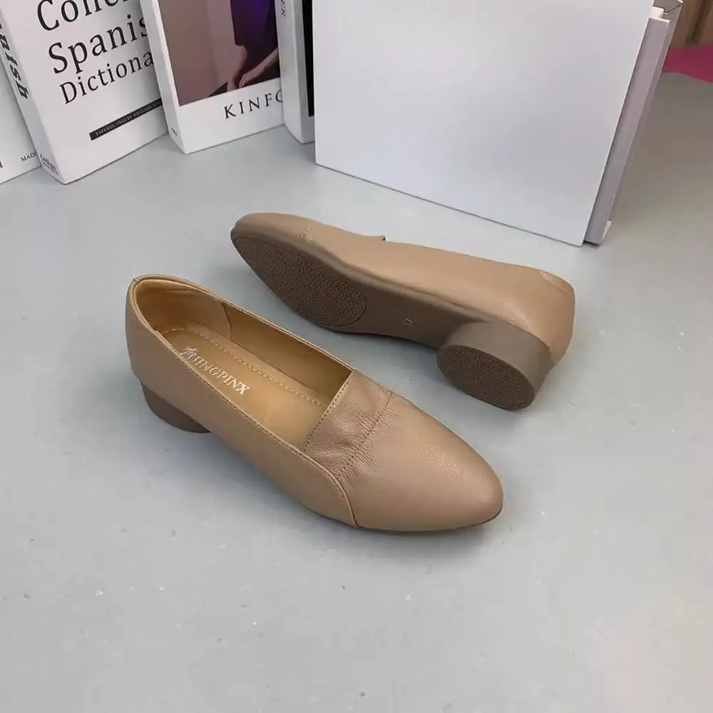 Factory Direct Sales 2025 Flats Autum Low-Heeled Soft Leather Casual Evening Breeze Gentle Fashion Casual Shoes Soft Sole Soft Surface - Image 3