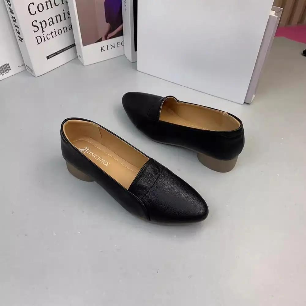 Factory Direct Sales 2025 Flats Autum Low-Heeled Soft Leather Casual Evening Breeze Gentle Fashion Casual Shoes Soft Sole Soft Surface - Image 2