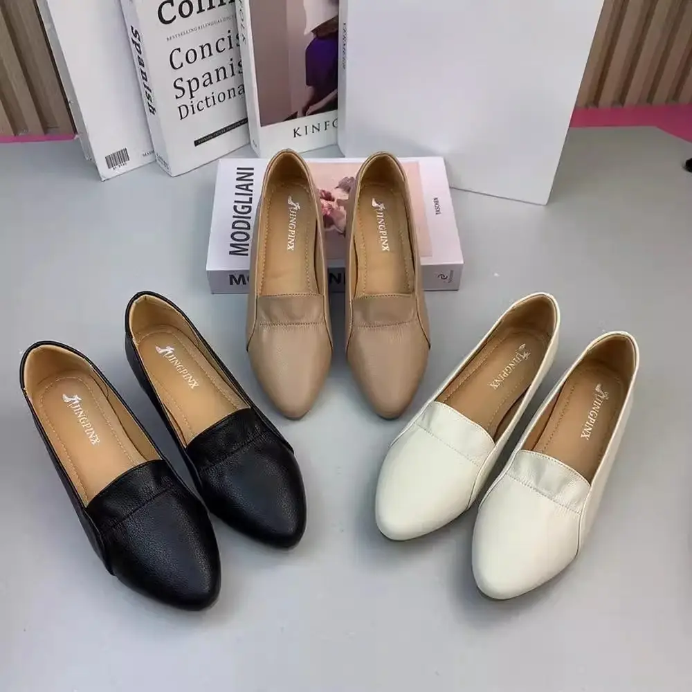 Factory Direct Sales 2025 Flats Autum Low-Heeled Soft Leather Casual Evening Breeze Gentle Fashion Casual Shoes Soft Sole Soft Surface - Image 4