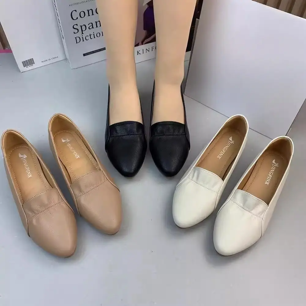 Factory Direct Sales 2025 Flats Autum Low-Heeled Soft Leather Casual Evening Breeze Gentle Fashion Casual Shoes Soft Sole Soft Surface — feature 4