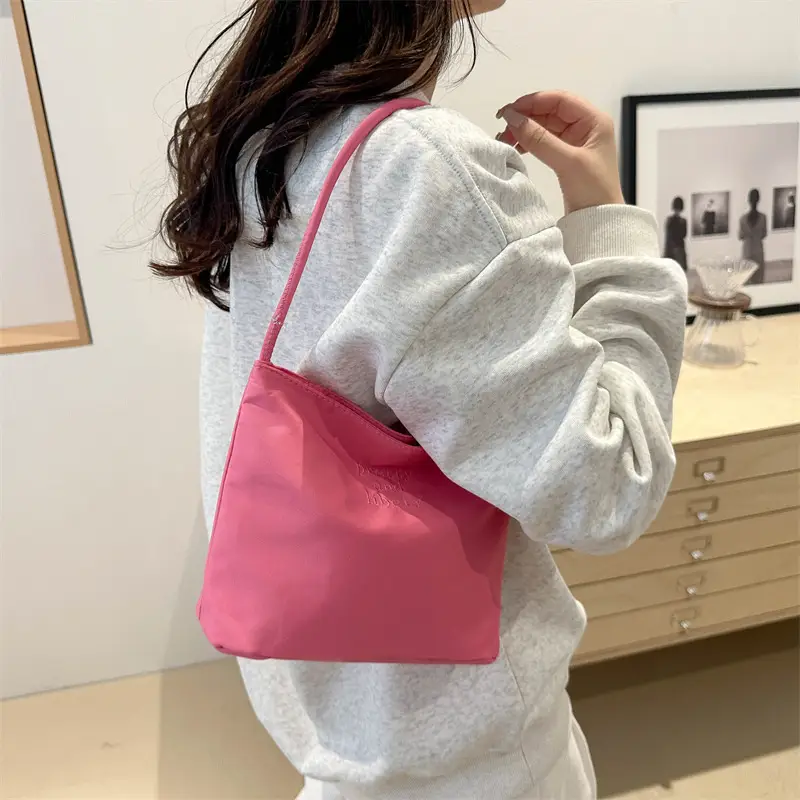 Light Blue Nylon Shoulder Bag for Women 2024