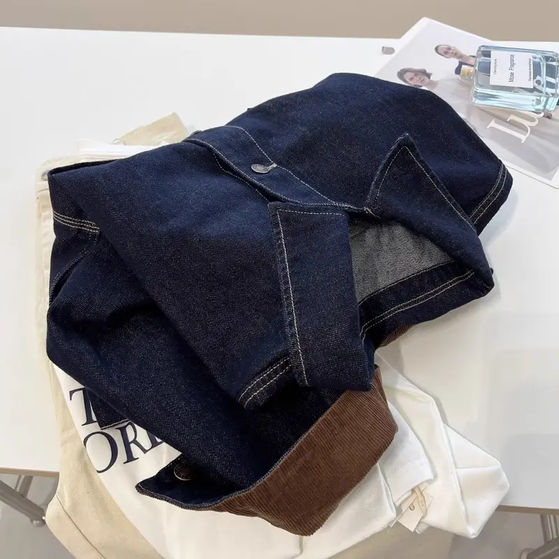 Women Denim Jacket Dark Blue 2024 Autumn Loose Fit