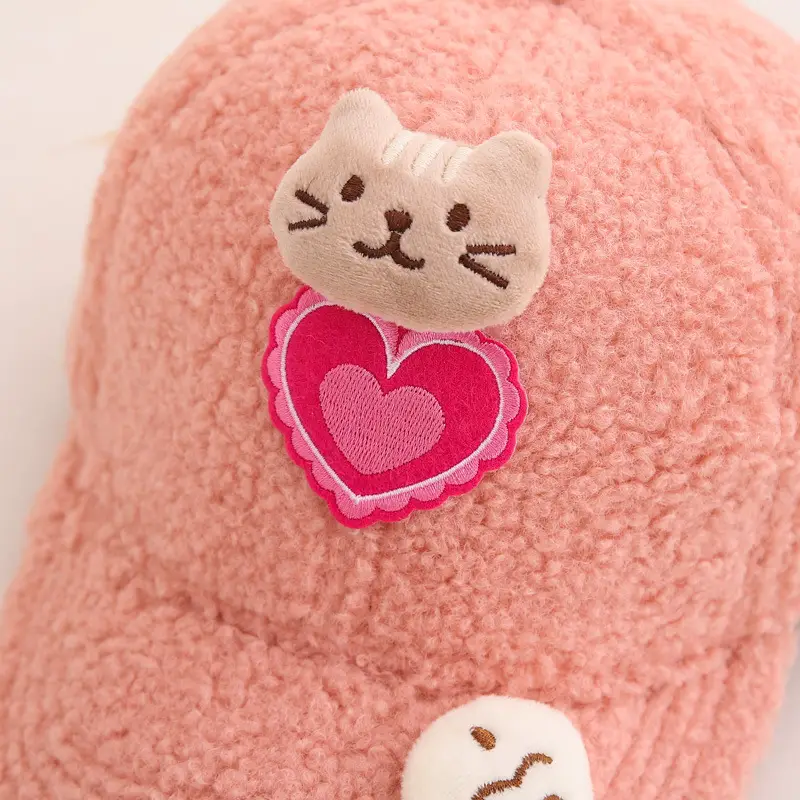 Children's Warm Cat Heart Cap Black Pink — feature 14