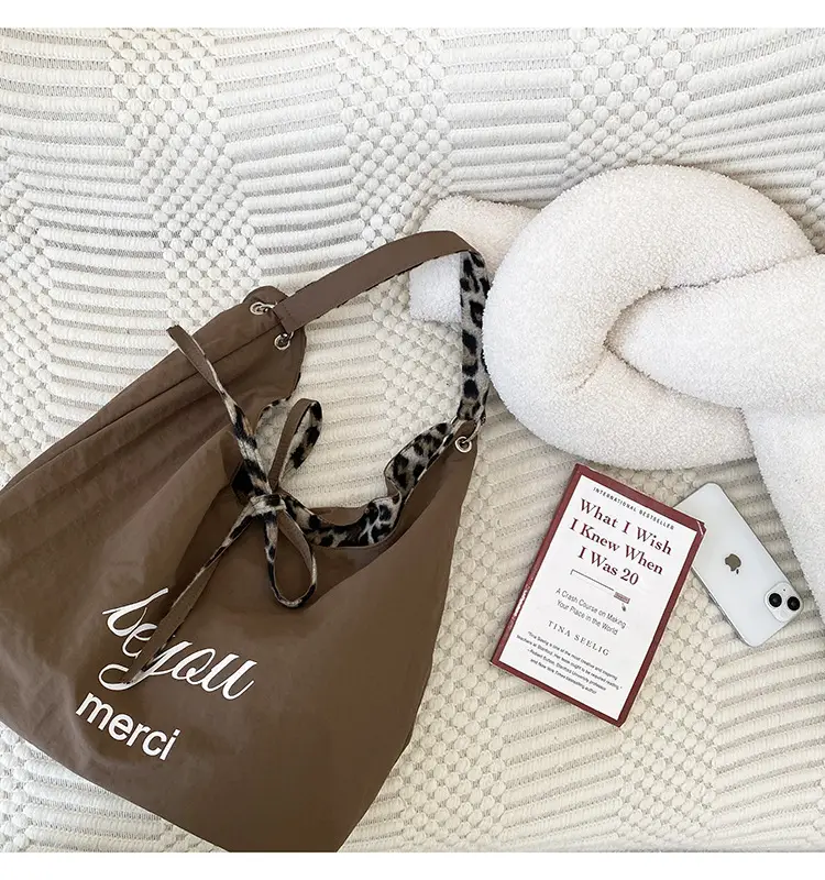 Leopard Print One Shoulder Canvas Tote Bag — feature 12