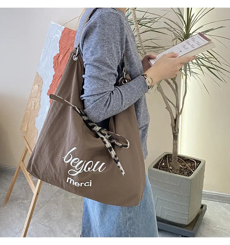Leopard Print One Shoulder Canvas Tote Bag — feature 13