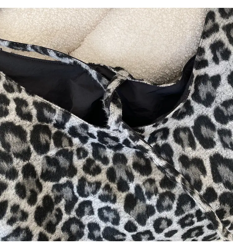 Leopard Print One Shoulder Canvas Tote Bag — feature 16