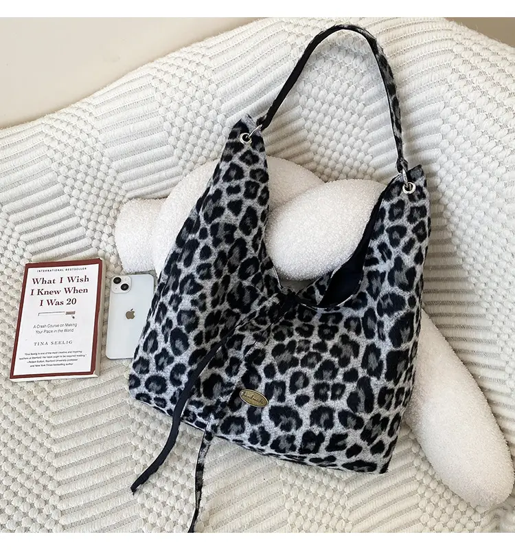Leopard Print One Shoulder Canvas Tote Bag — feature 18