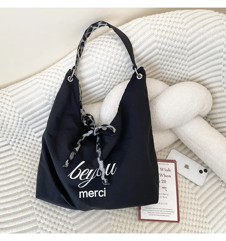Leopard Print One Shoulder Canvas Tote Bag — feature 21