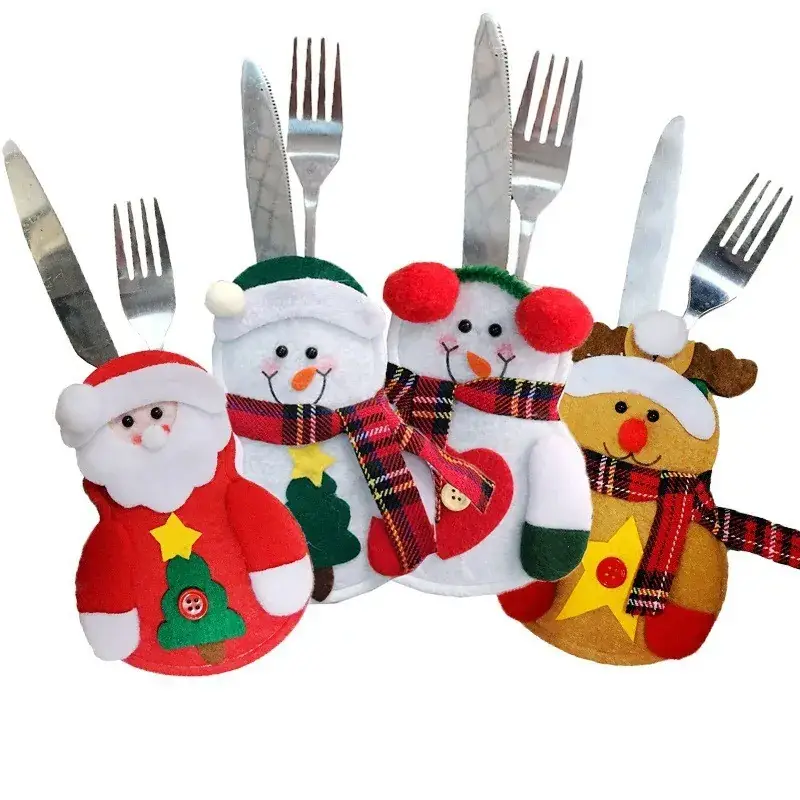 Christmas Knife and Fork Set with Santa Cutout