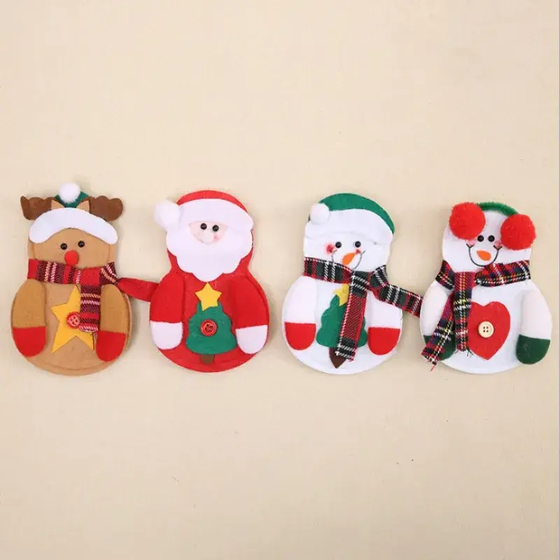 Christmas Knife and Fork Set with Santa Cutout