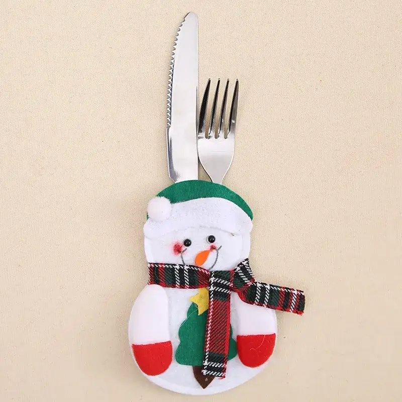 Christmas Knife and Fork Set with Santa Cutout