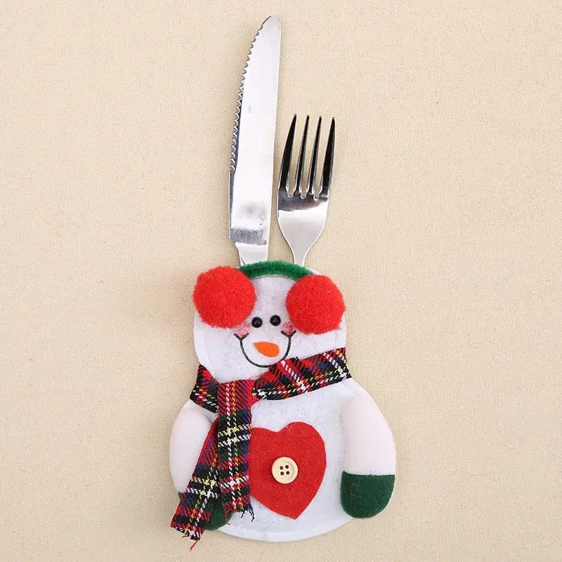 Christmas Knife and Fork Set with Santa Cutout